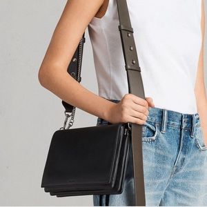 AllSaints Zep Leather Box Bag